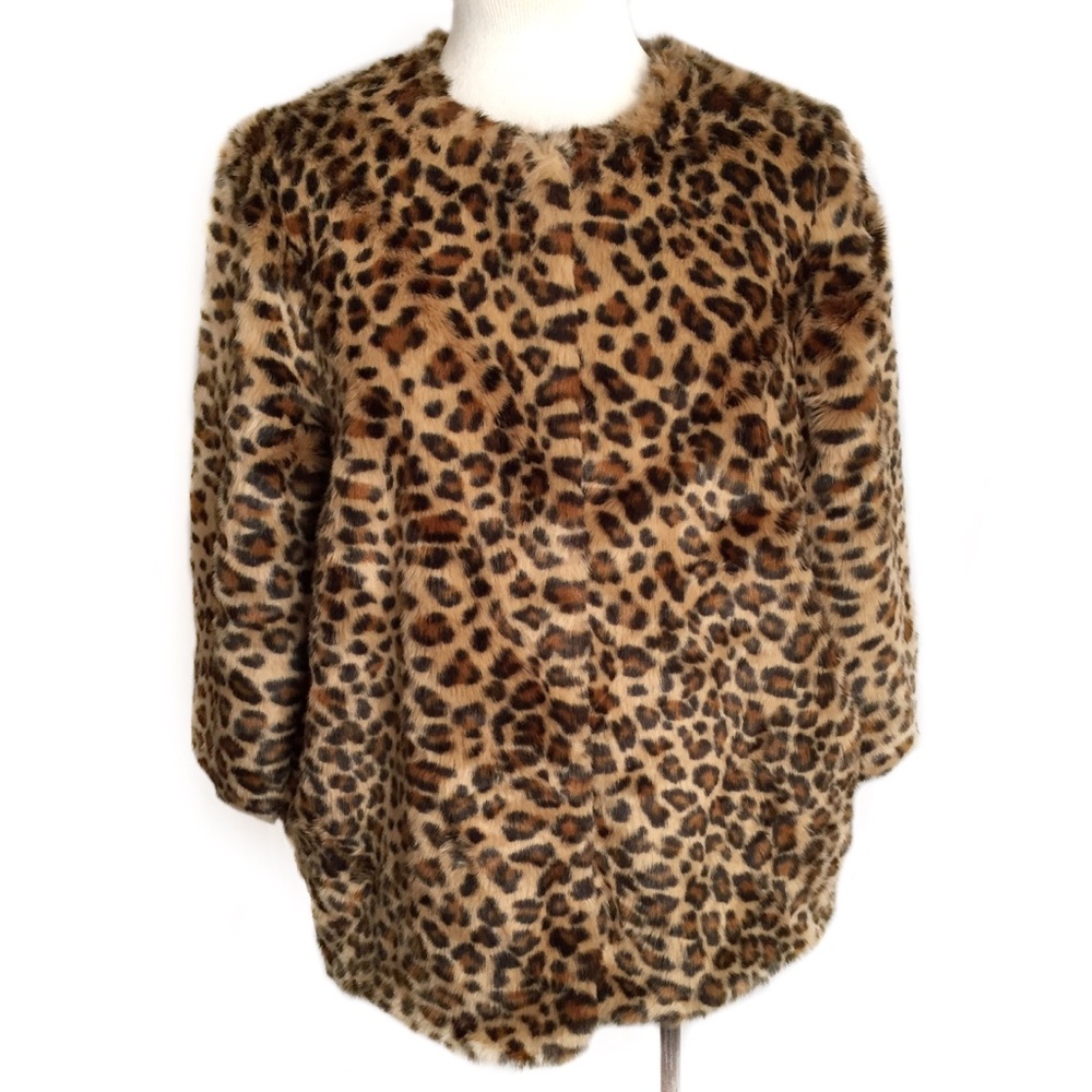 H&M Leopard Print Faux Fur Jacket